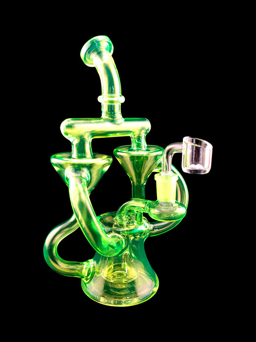 10" Double Inverted Cone UV Reactive Dab Rig - SmokeZone 420