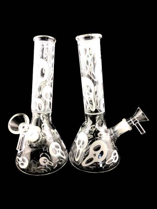 8" Glow In The Dark Ghost Face Beaker Water Pipe - SmokeZone 420