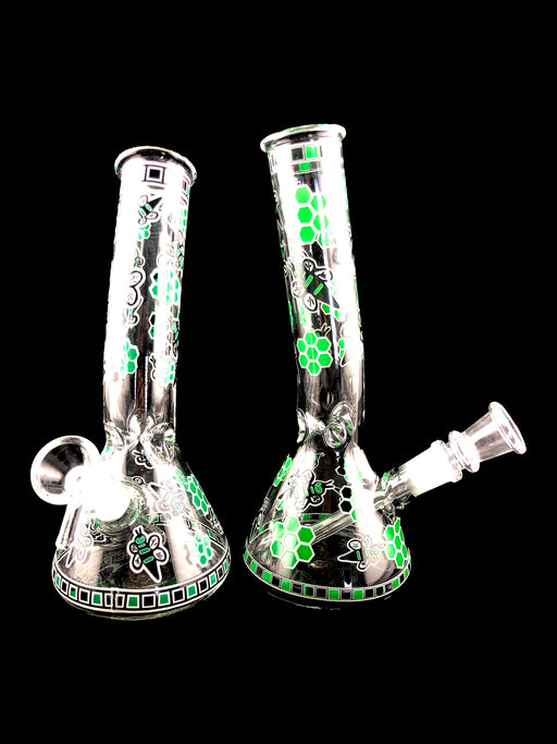 8" Glow In The Dark Bumble Bee Beaker Water Pipe - SmokeZone 420