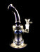 9" Blue Curved Mouth Tree Perc Water Pipe - SmokeZone 420