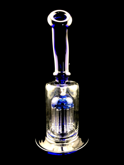 9" Blue Curved Mouth Tree Perc Water Pipe - SmokeZone 420