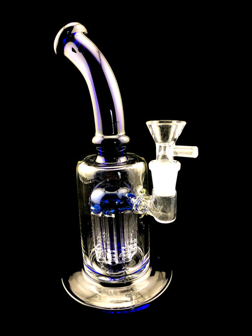 9" Blue Curved Mouth Tree Perc Water Pipe - SmokeZone 420
