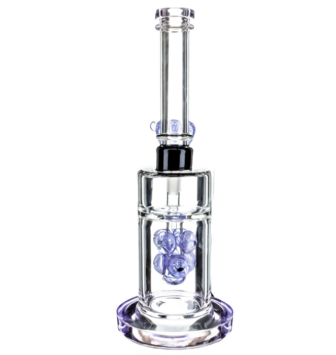 11" Purple Multi Bead Perc Water Pipe - SmokeZone 420