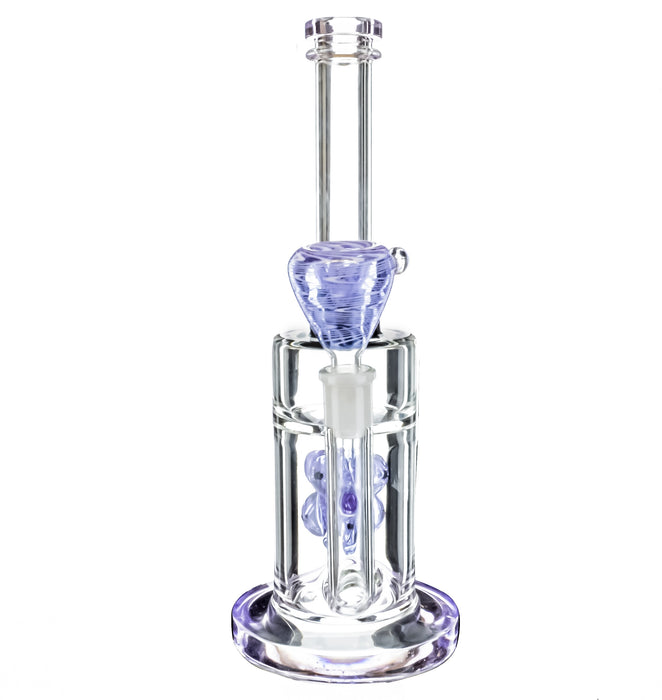 11" Purple Multi Bead Perc Water Pipe - SmokeZone 420