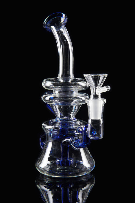 8" Clear & Blue Recycle Showerhead Perc Dab Rig - SmokeZone 420
