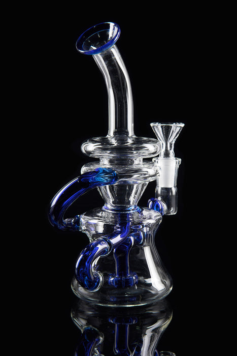 8" Clear & Blue Recycle Showerhead Perc Dab Rig - SmokeZone 420