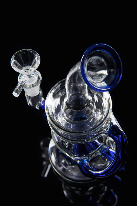 8" Clear & Blue Recycle Showerhead Perc Dab Rig - SmokeZone 420