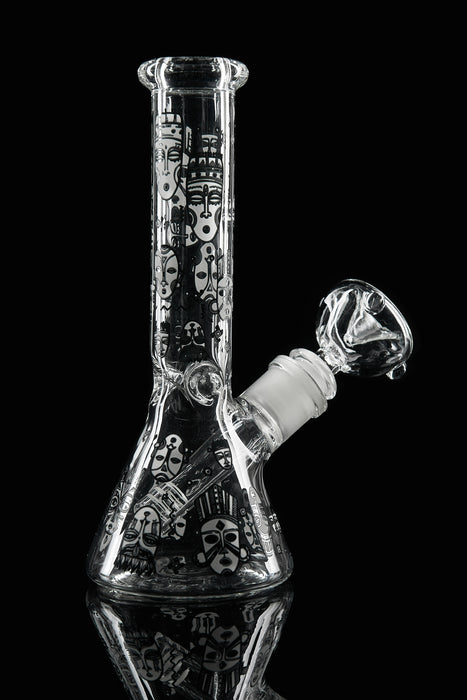 8" Tiki Art Glow In The Dark Beaker Water Pipe - SmokeZone 420