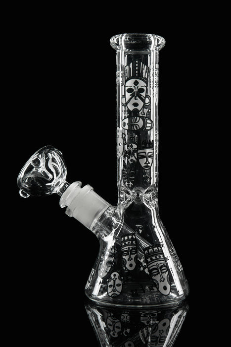 8" Tiki Art Glow In The Dark Beaker Water Pipe - SmokeZone 420
