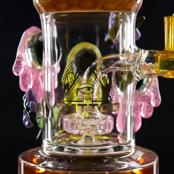 10" Tattoo Glass Honeycomb Drip Heady Dab Rig - SmokeZone 420