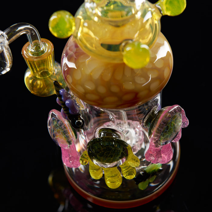 10" Tattoo Glass Honeycomb Drip Heady Dab Rig - SmokeZone 420