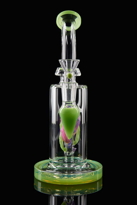 9" Slime Green Leaf Chamber Dab Rig - SmokeZone 420