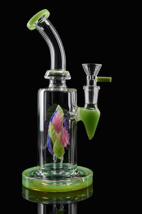 9" Slime Green Leaf Chamber Dab Rig - SmokeZone 420