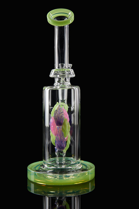 9" Slime Green Leaf Chamber Dab Rig - SmokeZone 420