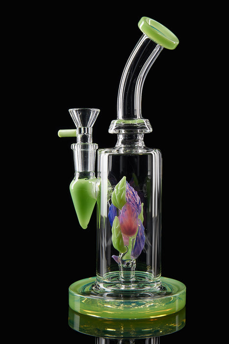 9" Slime Green Leaf Chamber Dab Rig - SmokeZone 420