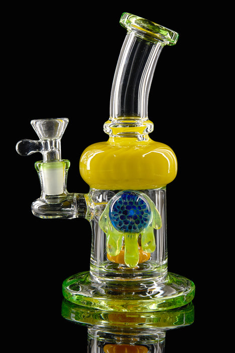 7" Slime Green Honeycomb Pendant Dab Rig - SmokeZone 420