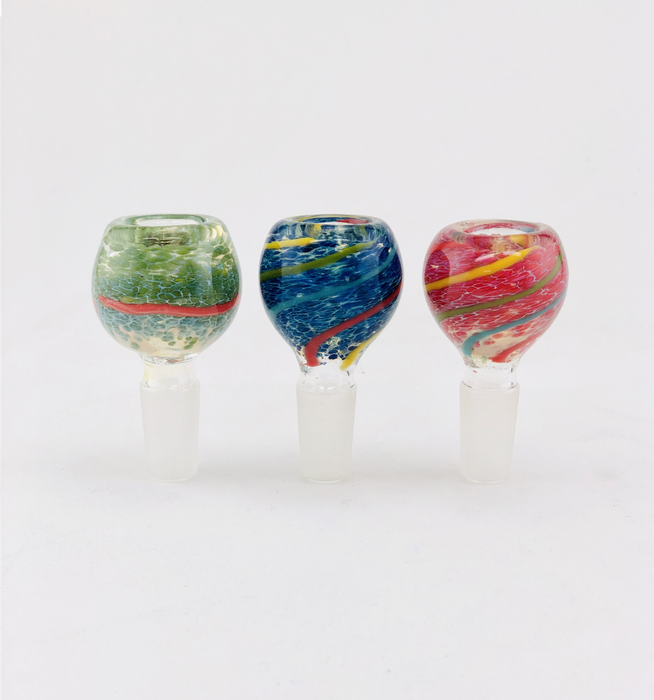 14mm Swirl Striped Frit Bowls - SmokeZone 420