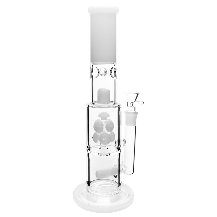 13" Dream White Tube Triple Perc Water Pipe - SmokeZone 420