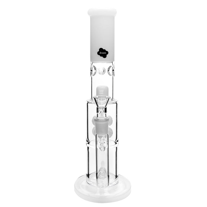13" Dream White Tube Triple Perc Water Pipe - SmokeZone 420