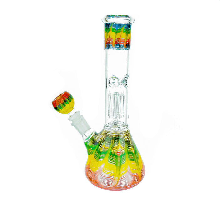 10" 6 Arm Perc Wrap & Rake Color Water Pipe - SmokeZone 420