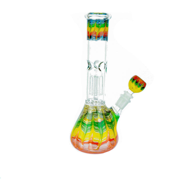 10" 6 Arm Perc Wrap & Rake Color Water Pipe - SmokeZone 420