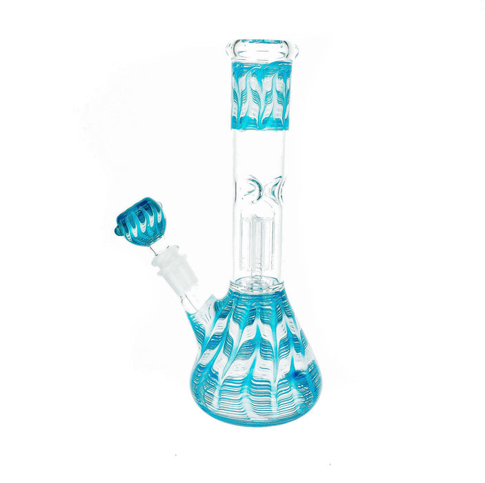 10" 6 Arm Perc Wrap & Rake Color Water Pipe - SmokeZone 420