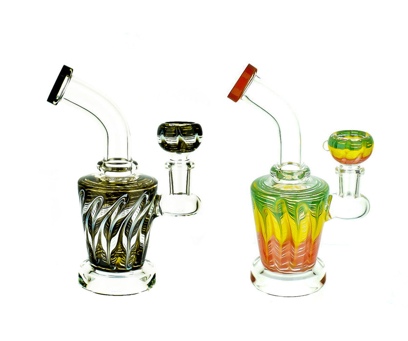 6" Base Wrap & Rake Color Dab Rig - SmokeZone 420