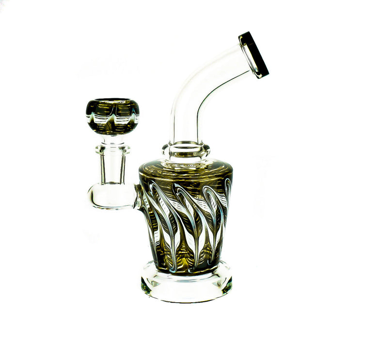 6" Base Wrap & Rake Color Dab Rig - SmokeZone 420