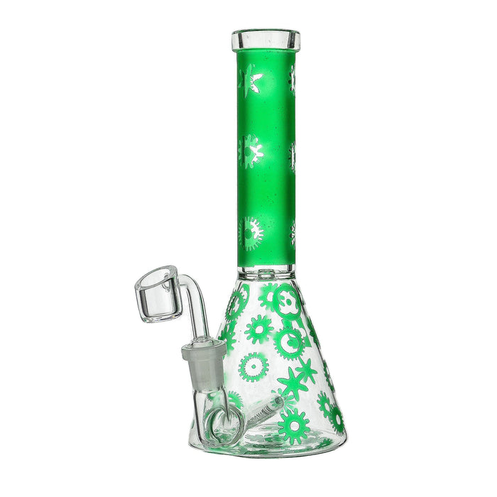 9" Inline Beaker Base Frosted Color Dab Rig - SmokeZone 420