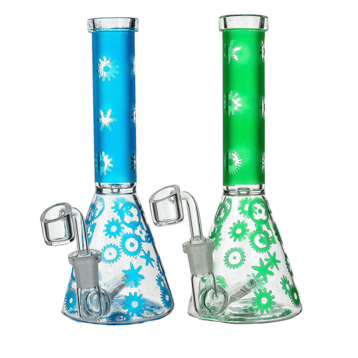 9" Inline Beaker Base Frosted Color Dab Rig - SmokeZone 420