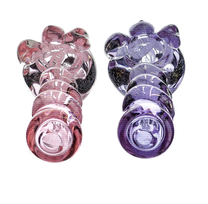 5" Glass Striped Pink & Purple Dichro Spoon Pipe - SmokeZone 420