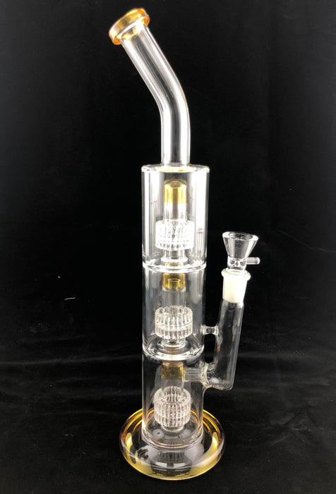 16" Triple Matrix Perc Bent Mouth Water Pipe - SmokeZone 420