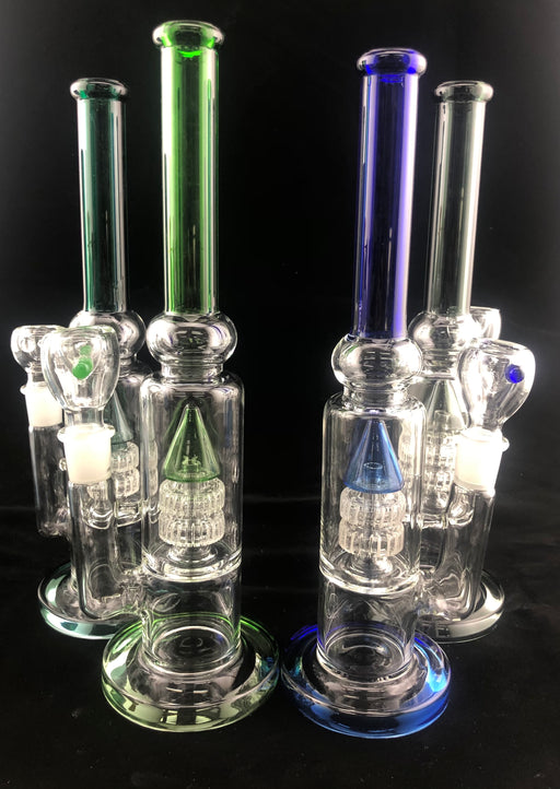 12" Color Tube Double Shower Cone Perc Water Pipe - SmokeZone 420