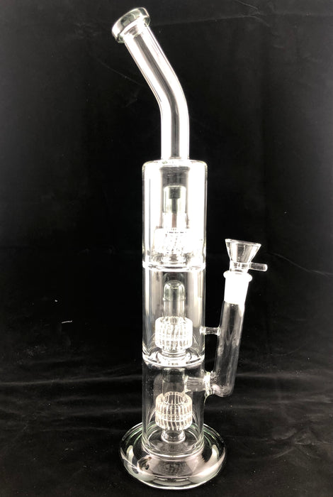 16" Triple Matrix Perc Bent Mouth Water Pipe - SmokeZone 420