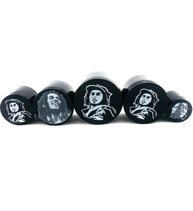 4 Part Black Aluminum Bob Marley Grinders - SmokeZone 420