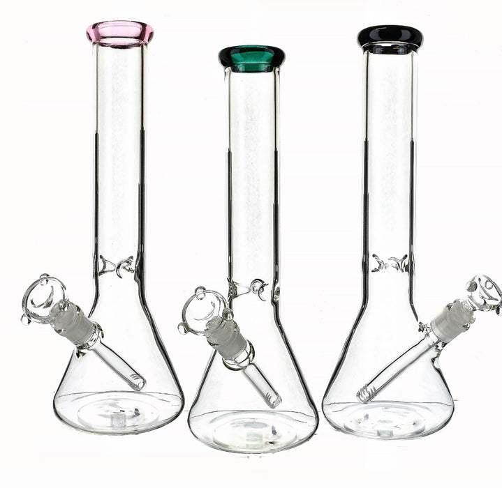 14" 5mm Color Mouth Clear Beaker Water Pipe - SmokeZone 420