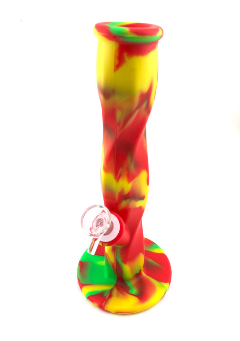 10" Twisted Silicone Water Pipe - SmokeZone 420
