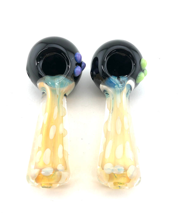 5" Black Head Inside Polka Dot Fumed Spoon Pipe - SmokeZone 420