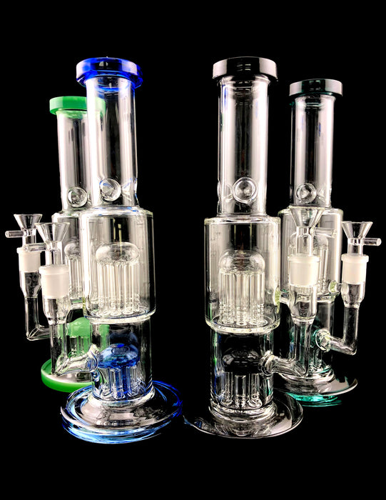 11" Straight Tube Double Tree Perc Water Pipe - SmokeZone 420