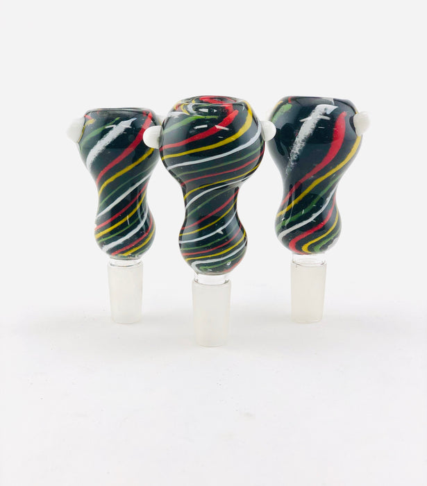 18mm Black & Rasta Striped Funnel Bowls - SmokeZone 420