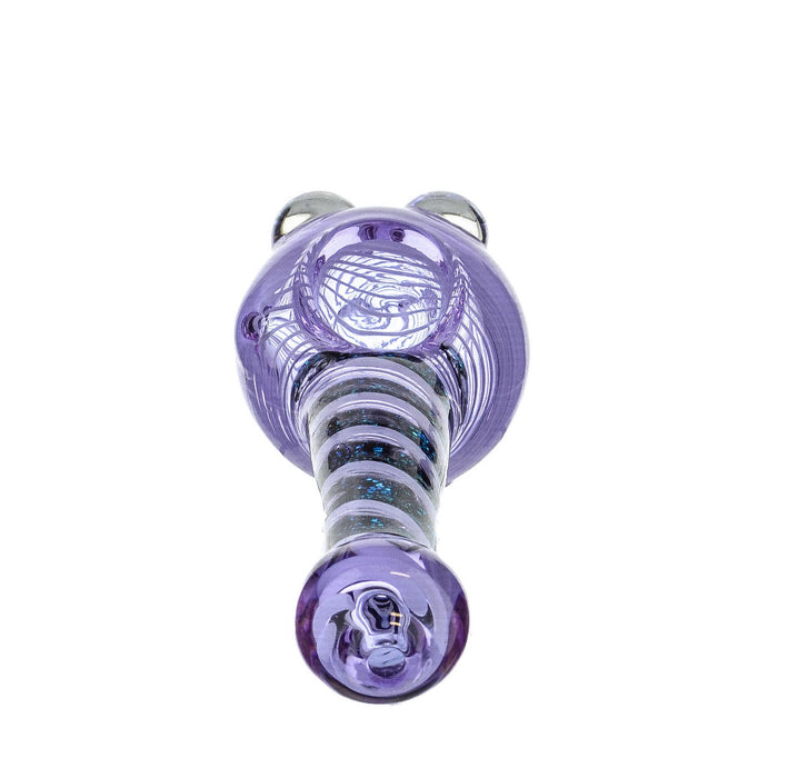 4.5" Beaded Head Narrow Body Purple Dichro Hand Pipe - SmokeZone 420