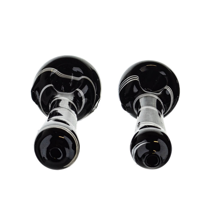 4" Black Tube White Striped Spoon Pipe - SmokeZone 420