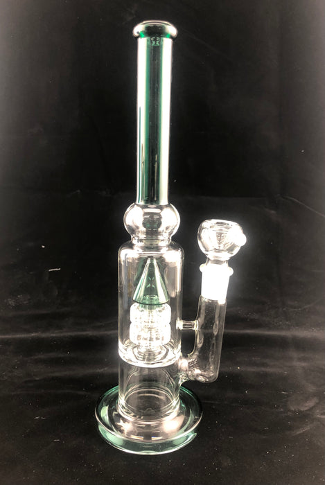 12" Color Tube Double Shower Cone Perc Water Pipe - SmokeZone 420
