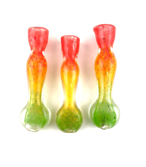 3" Flat Mouth Rasta Color Glass Chillum - SmokeZone 420