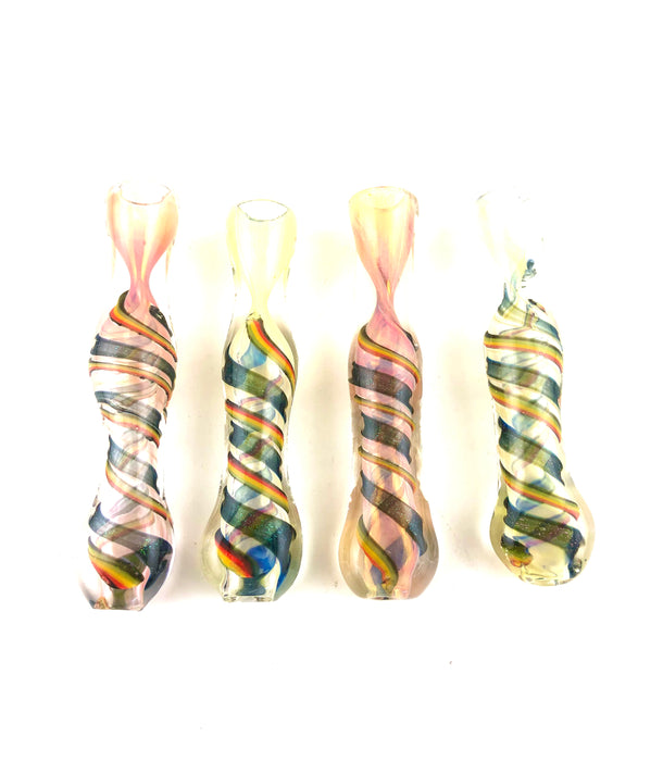 3.5" Rasta & Dichro Spiral Flat Mouth Glass Chillum - SmokeZone 420