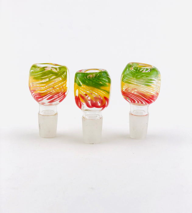 18mm Square Body Rasta Color Bowls - SmokeZone 420