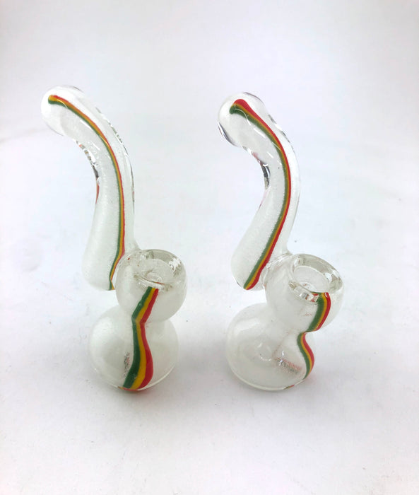 5" Glow In The Dark Rasta Striped Sherlock Bubbler - SmokeZone 420