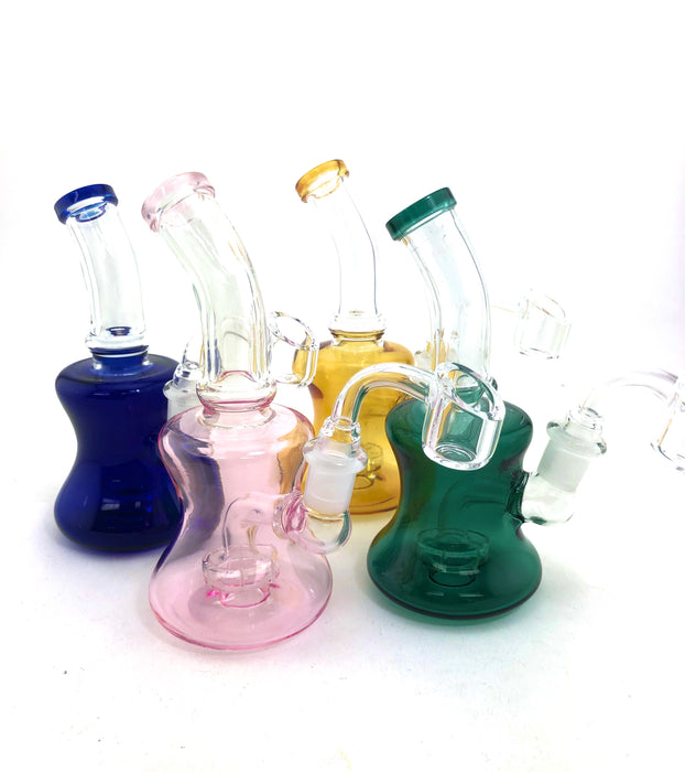 6" Half Color Body Bent Mouth Dab Rig - SmokeZone 420