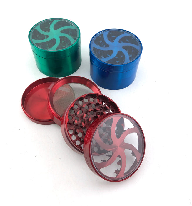 2.5" Spiral Wheel Clear Top Color Grinder - SmokeZone 420