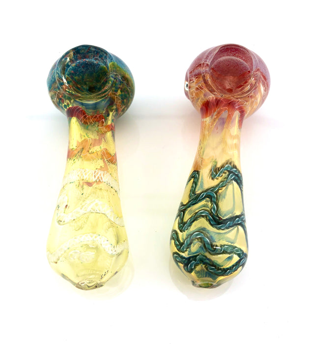 4.5" Frit Head Fumed Swirl Art Hand Pipe - SmokeZone 420